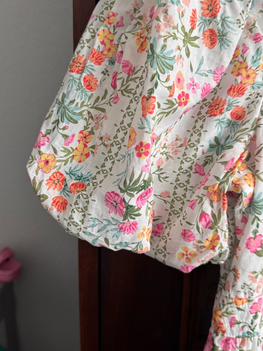 J. Marie Nora Ruffle Wrap Dress Size L NWT Floral Puff Sleeve Cottagecore Mini - Picture 9 of 14
